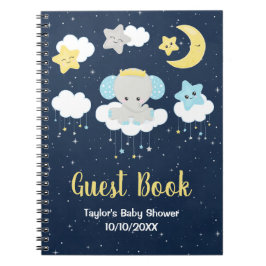 Elephant Gult och Navy Baby Shower Guest Bok Anteckningsbok