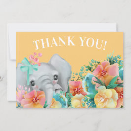 Elephant Gult Rosa Teal Blommigt Tack