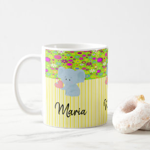 Elephant Gult White Rand Mugg