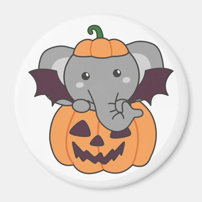Elephant Halloween Pumpkin Fladdermus Costume Magnet (Framsidan)