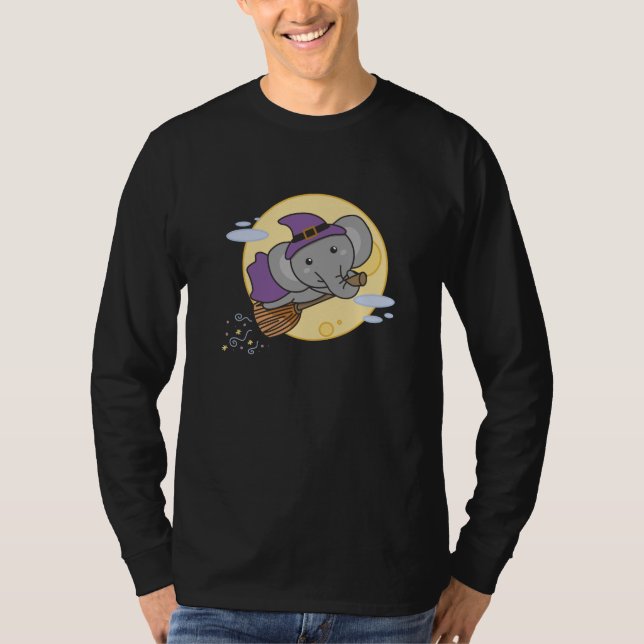 Elephant Halloween Witch Kids Witches Costume T Shirt (Framsida)