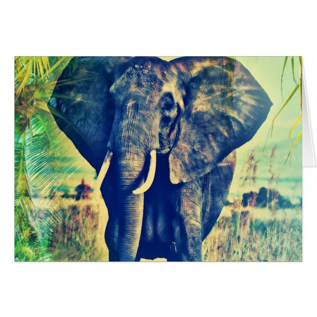 Elephant Handflatan Hälsningskort (Framsidan Horizontal)