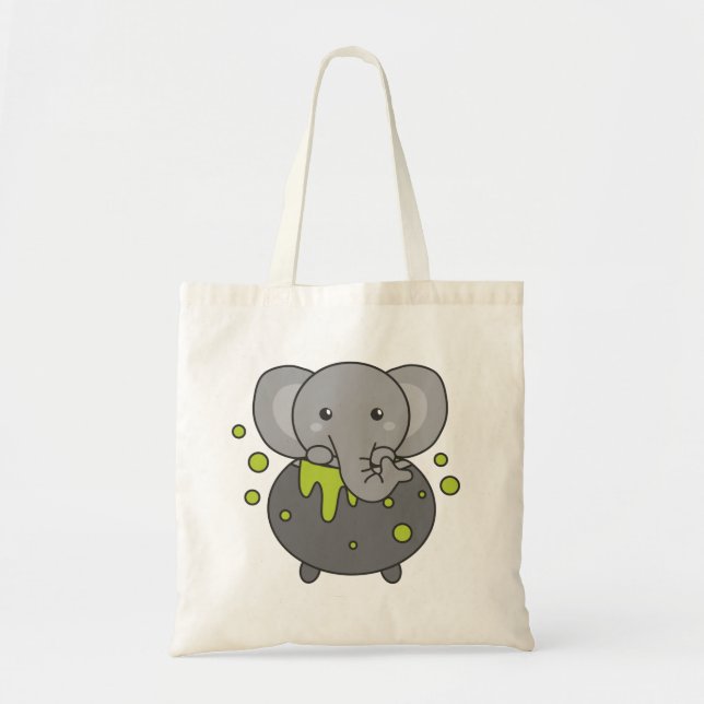Elephant Happy halloween Cauldron Fladdermus Tote  Tygkasse (Framsidan)