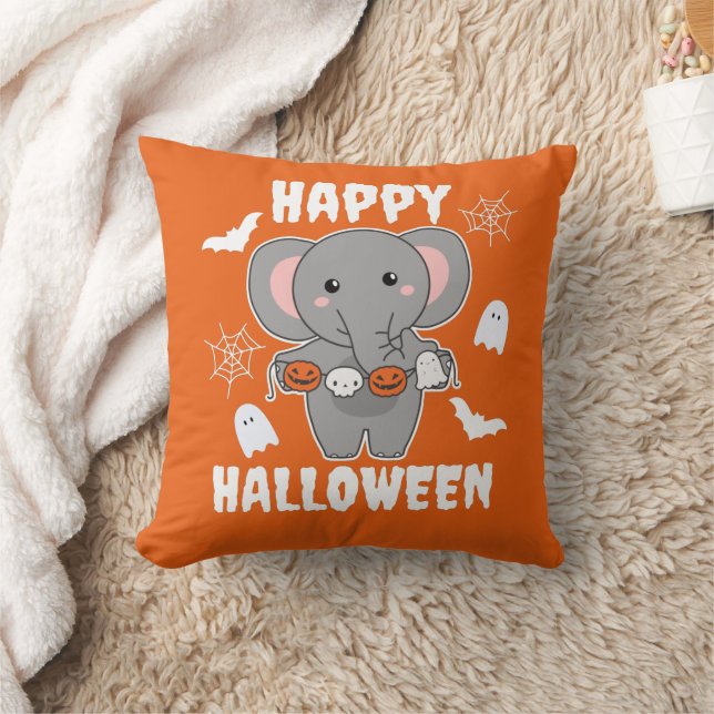 Elephant Happy halloween Pumpkin Fladdermus Costum Kudde (Filt)