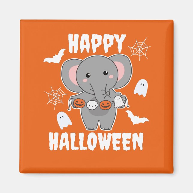 Elephant Happy halloween Pumpkin Fladdermus Costum Magnet (Framsidan)