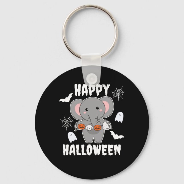 Elephant Happy halloween Pumpkin Fladdermus Costum Nyckelring (Framsida)