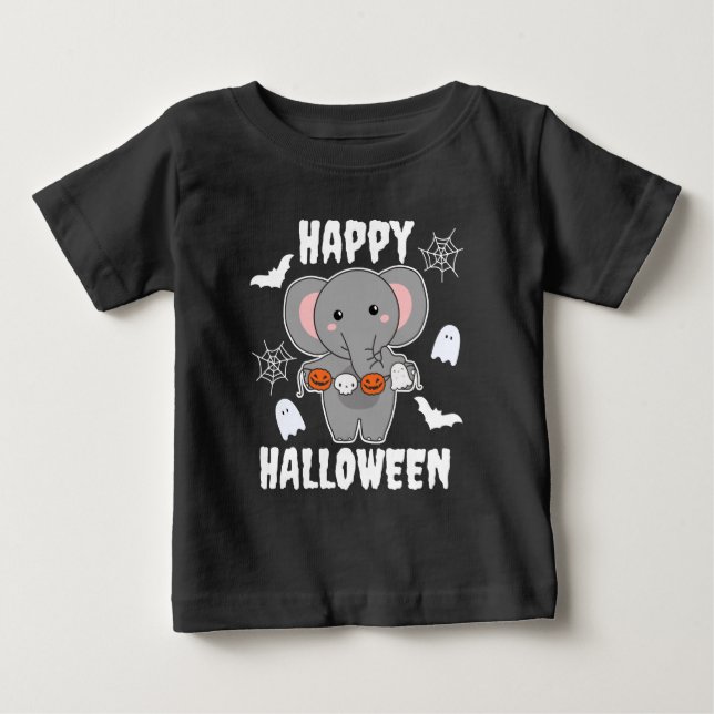 Elephant Happy halloween Pumpkin Fladdermus Costum T Shirt (Framsida)