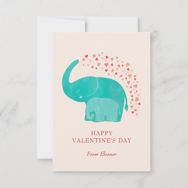 Elephant Happy Valentine's Day Kid Photo Anteckningskort (Framsida)