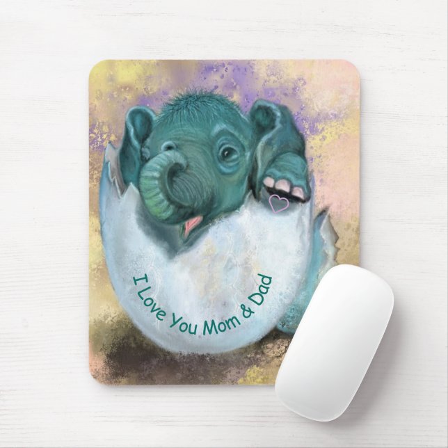 Elephant Hatching Mouse Pad - jag Kärlek You MAMMA Musmatta (Med mus)