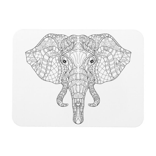 Elephant Head Doodle 2 Magnet (Horisontell)