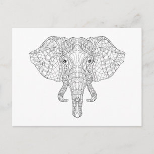 Elephant Head Doodle 2 Vykort