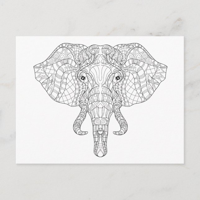 Elephant Head Doodle 2 Vykort (Framsida)