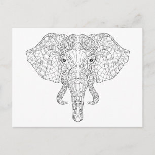 Elephant Head Doodle 2 Vykort
