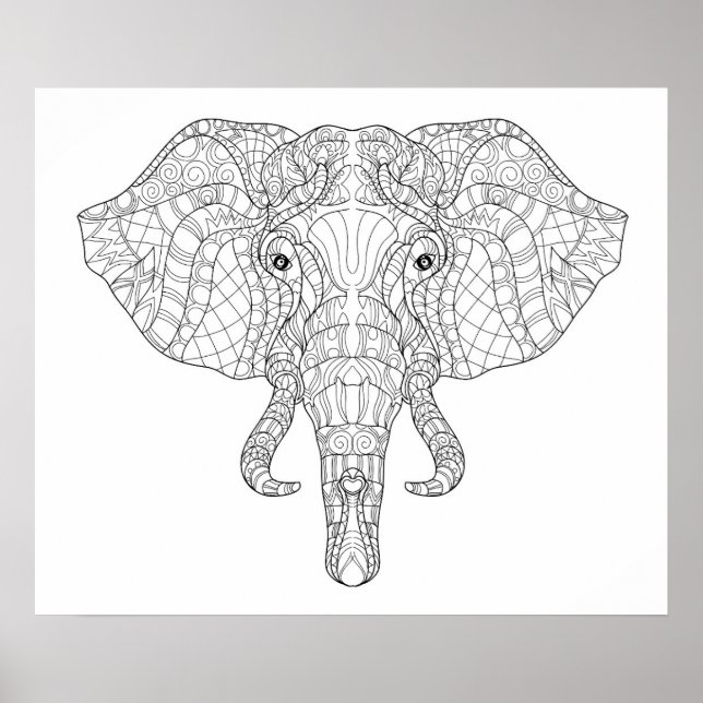 Elephant Head Doodle 4 Poster (Framsidan)