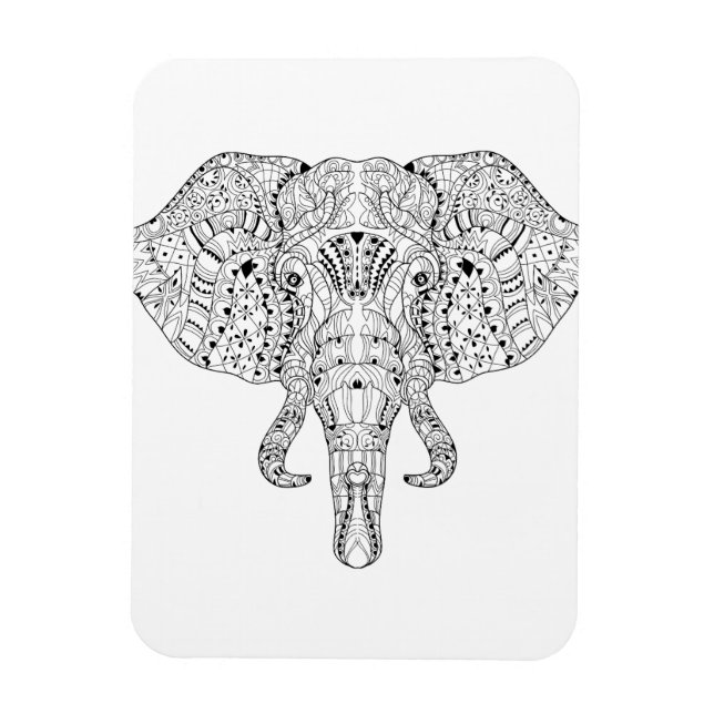 Elephant Head Doodle Sketch Magnet (Vertikal)