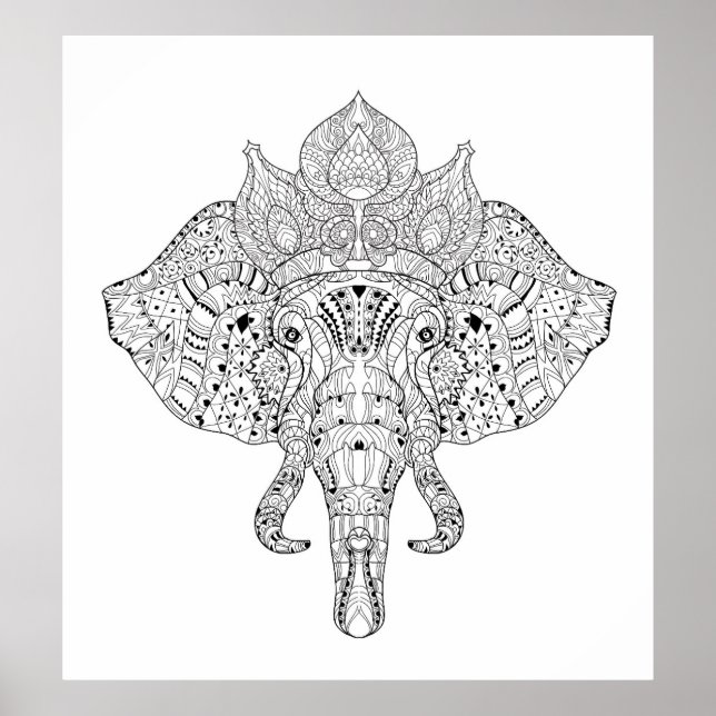 Elephant Head Inspired Doodle 2 Poster (Framsidan)