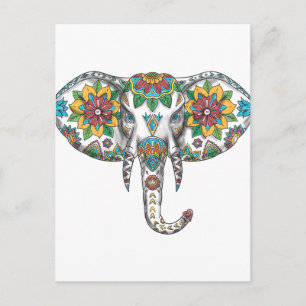 Elephant Head Mandala Tattoo Vykort