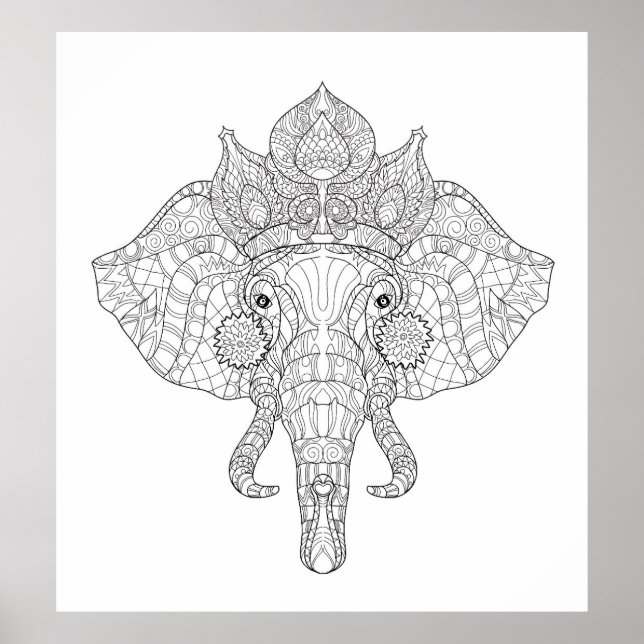 Elephant Head Zendoodle 2 Poster (Framsidan)
