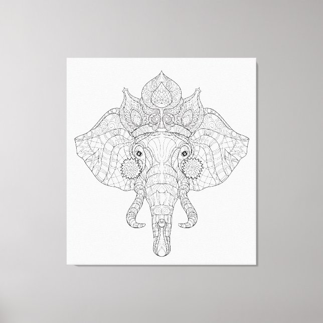 Elephant Head Zendoodle 6 Canvastryck (Framsida)
