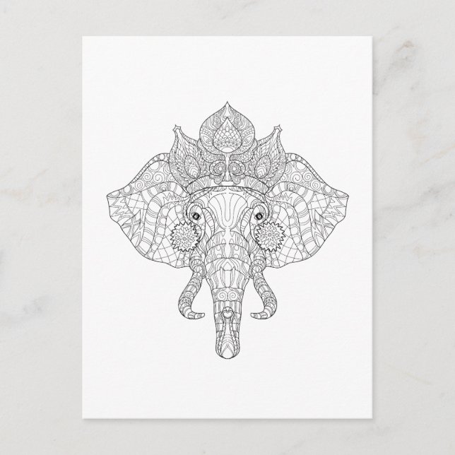Elephant Head Zendoodle Vykort (Framsida)