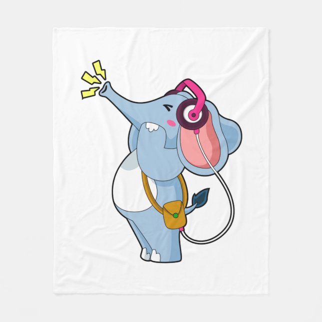 Elephant Headphone Music Fleecefilt (Framsidan)