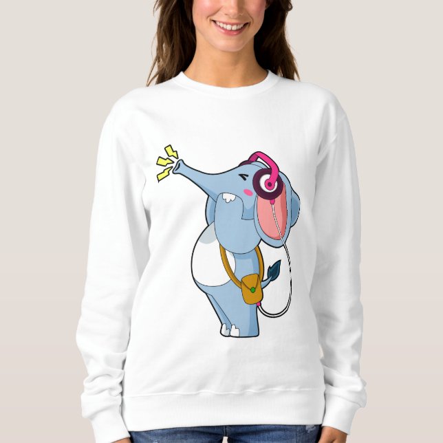 Elephant Headphone Music T Shirt (Framsida)