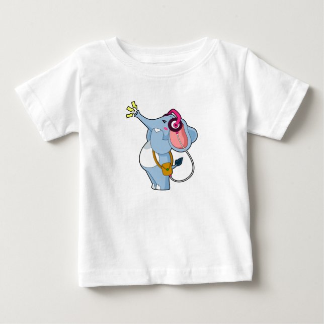 Elephant Headphone Music T Shirt (Framsida)