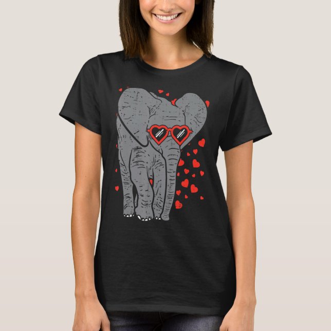 Elephant Heart Glass Cute Valentines day Animal T Shirt (Framsida)