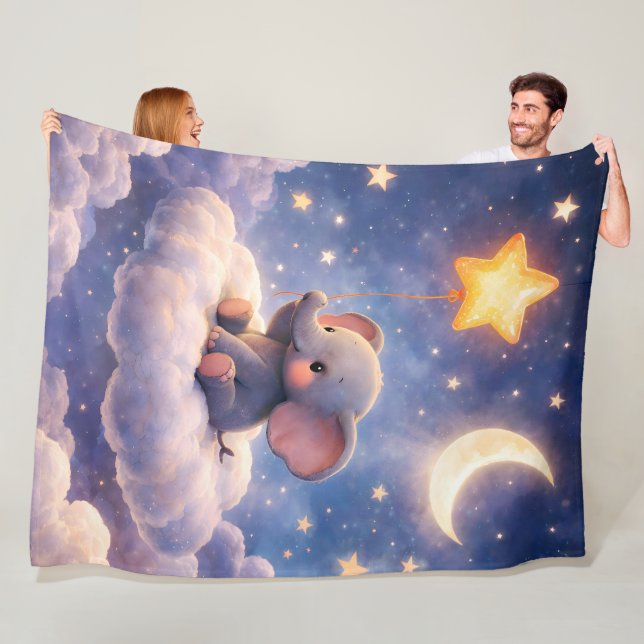 elephant heart large blanke fleecefilt (På plats)