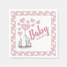 Elephant Hearts Baby Shower Napkin Pappersservett
