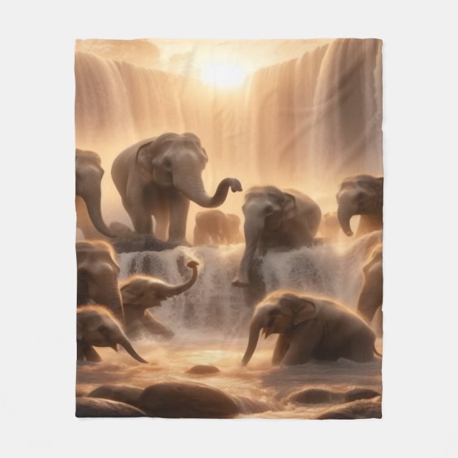 Elephant Herd Fleece Blanket (Framsidan)