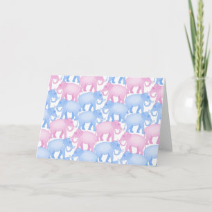 Elephant Herd in Rosa and Blue Kort