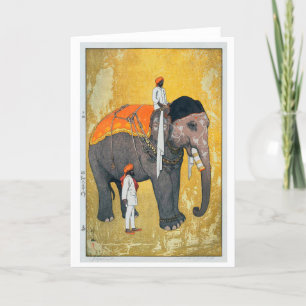 Elephant, Hiroshi Yoshida, Woodcut Helgkort