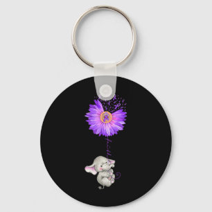 Elephant Hold Lila Solros Fibromyalgia Awaren Nyckelring
