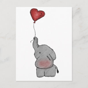 Elephant Holding Balloon Vykort