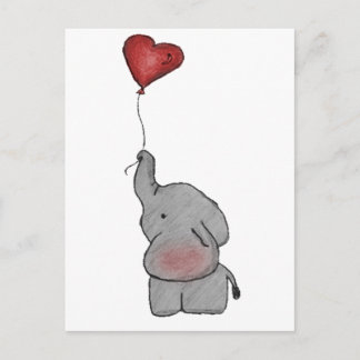 Elephant Holding Balloon Vykort