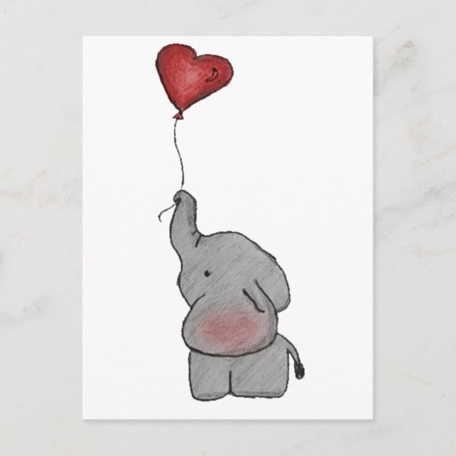 Elephant Holding Balloon Vykort (Framsida)