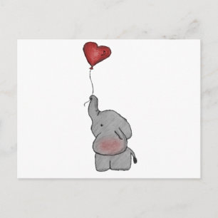 Elephant Holding Balloon Vykort
