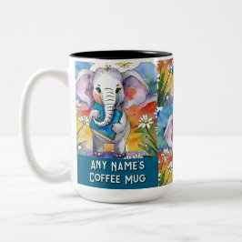 Elephant Holding Big Bok Two-Tone Coffee Mugg