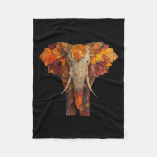 Elephant Höst löv Artistic Animal Art Fall Ae Fleecefilt