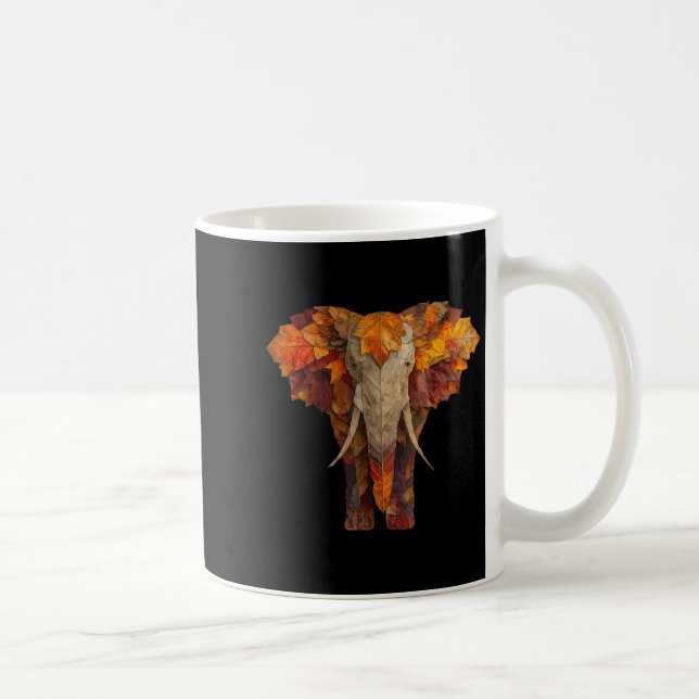 Elephant Höst löv Artistic Animal Art Fall Ae Kaffemugg (Höger)