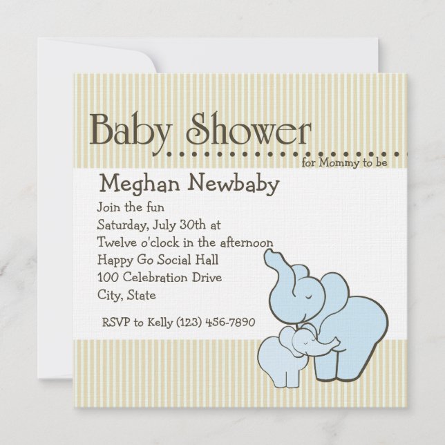 Elephant Hugs Baby Shower Inbjudningar (Framsida)