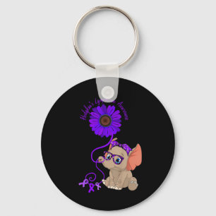 Elephant Hydrocephalus Awareness Blue Ribbon Glass Nyckelring