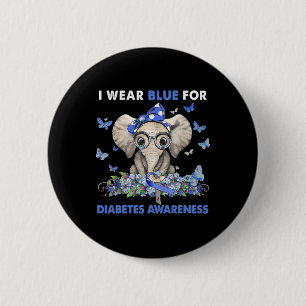 Elephant I Bära Blue for Diabetes Awareness Knapp