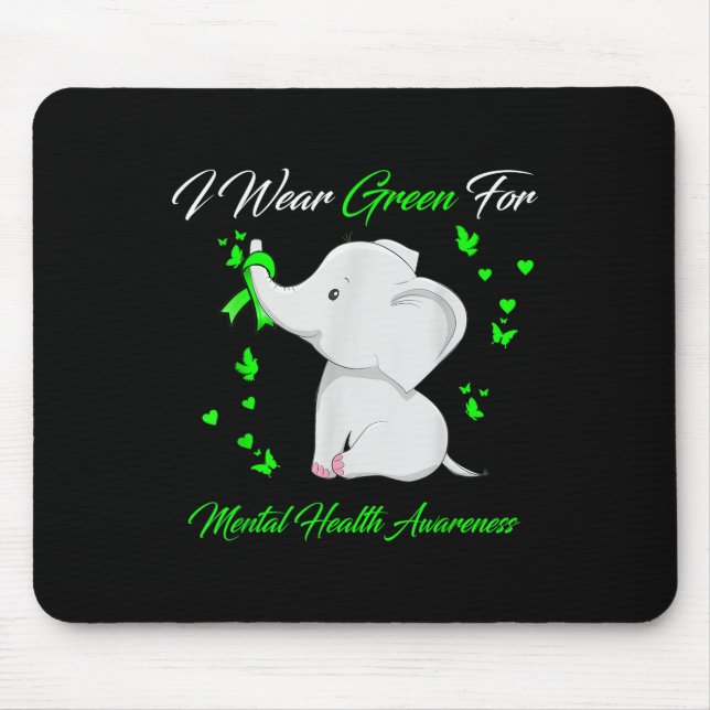 Elephant I Bära Grönt for Mental Health Awareness Musmatta (Framsidan)