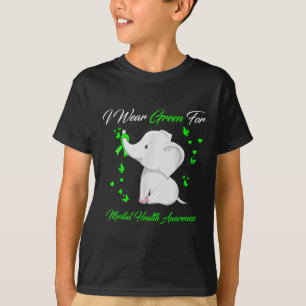 Elephant I Bära Grönt for Mental Health Awareness T Shirt
