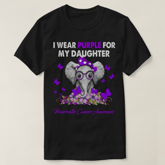 Elephant I Bära Lila för min dotter Pancreatic T Shirt (Design framsida)