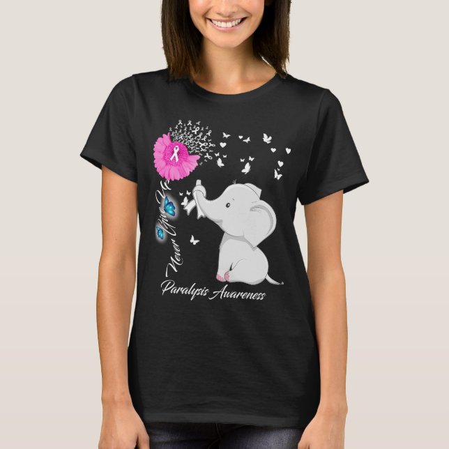 Elephant I Bära medan för Paralys-medvetenhet T Shirt (Framsida)