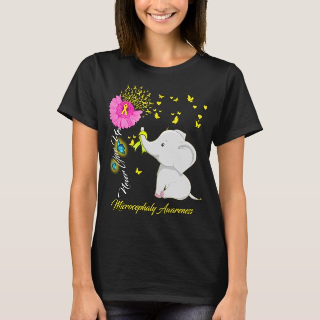 Elephant I Bära medan Microcephaly Awareness T Shirt (Framsida)