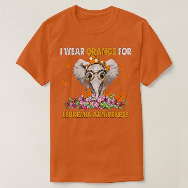 Elephant I Bära Orange for Leukemia Awareness Prem T Shirt (Design framsida)
